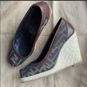 Authentic Fendi print Wedges